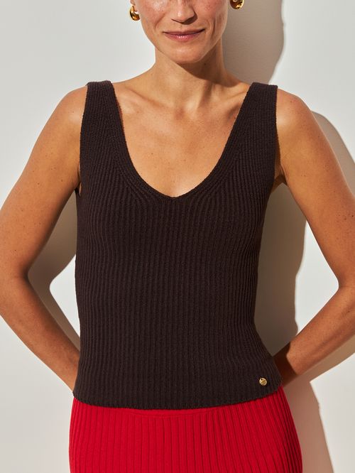 Brown V-Neck Tank Top
