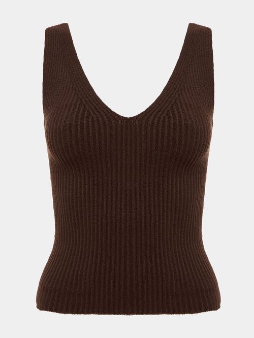 Brown V-Neck Tank Top