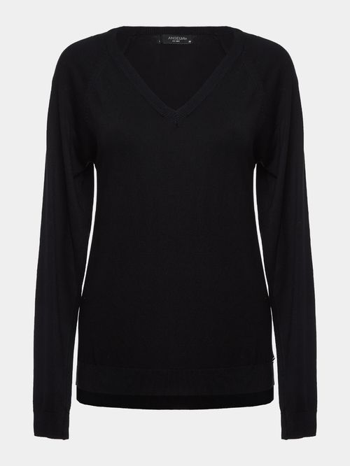 Blusa Básica Decote V em Modal Preto