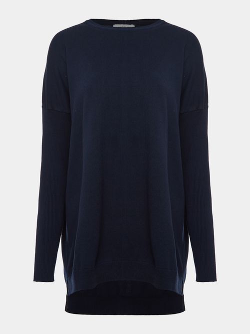 Midnight Blue Wide Basic Blouse