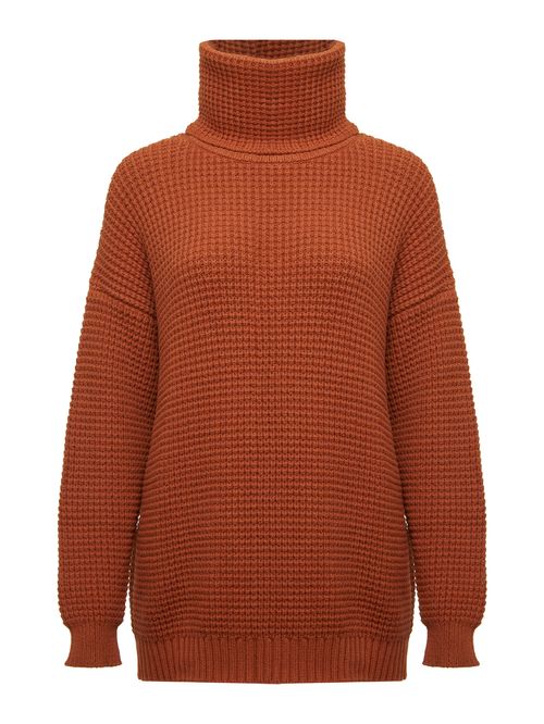 Maxi Pull com Gola Avulsa Ferrugem