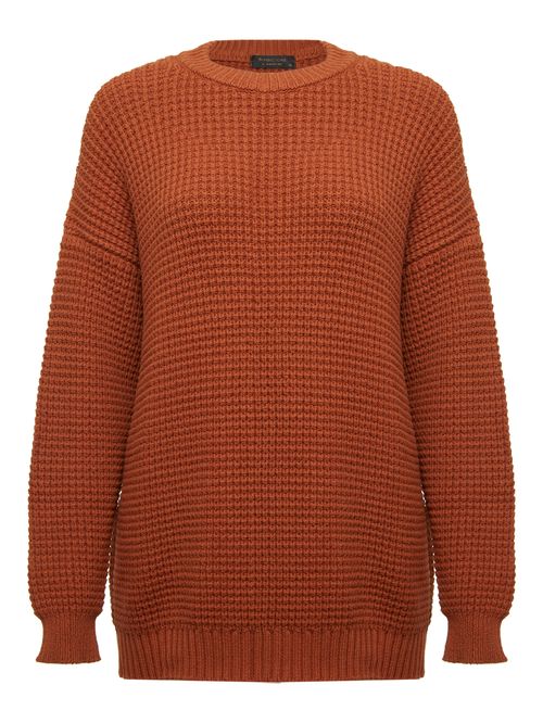 Maxi Pull com Gola Avulsa Ferrugem