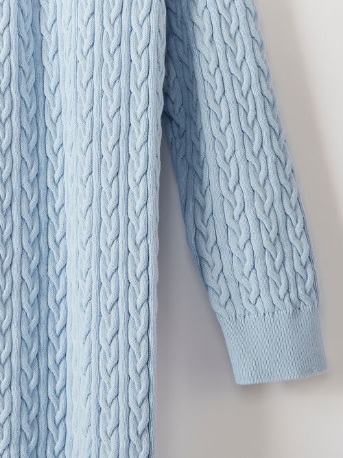 Cardigan Alongado Tranças Azul Gelo
