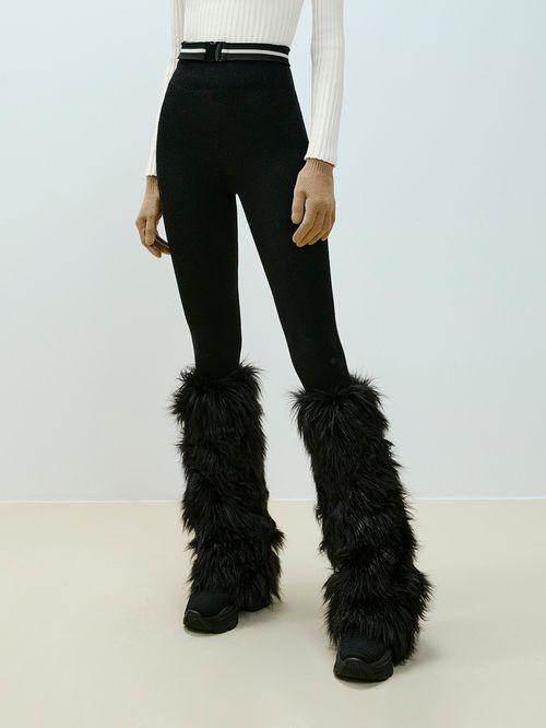 Black Long Leather Gaiter