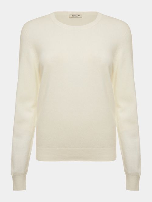 Basic 100% Cashmere Round Neck Off White