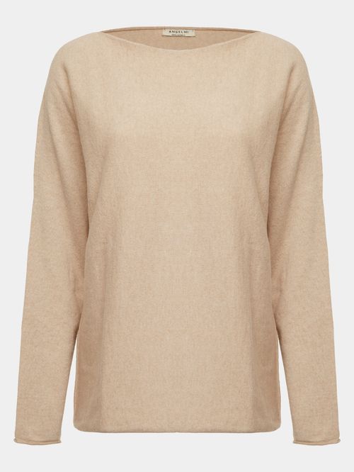 Suéter 100% Cashmere Gola Canoa Cru