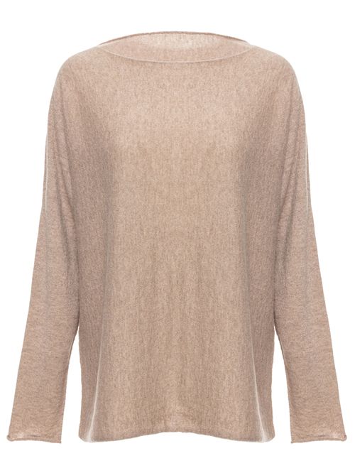 Beige 100% Cashmere Canoe Sweater