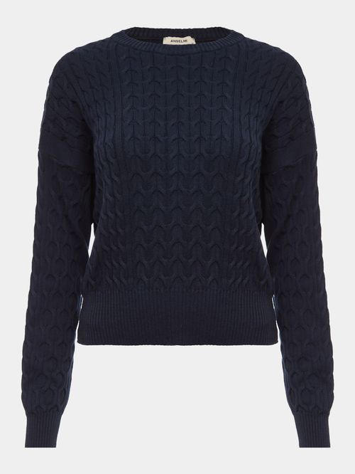 Midnight Blue Mixed Weave Sweater