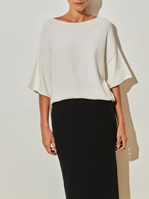 Off-white Basic Boat Neck Blouse