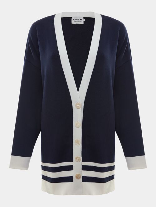 Cardigan Neo Navy Anselmi + Ucha Meirelles Azul Meia Noite