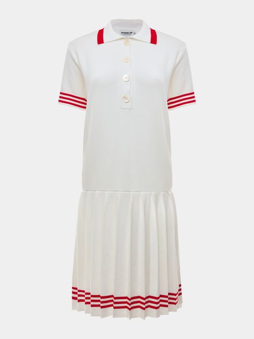 Anselmi + Ucha Meirelles Off/Red Polo Neck Short Dress