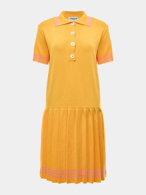 Anselmi + Ucha Meirelles Yellow/Rose Polo Neck Short Dress