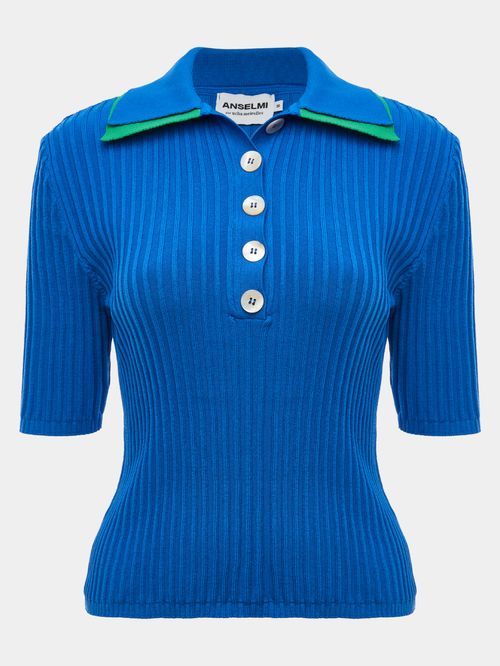 Polo Gola Dupla Anselmi + Ucha Meirelles Azul/Verde