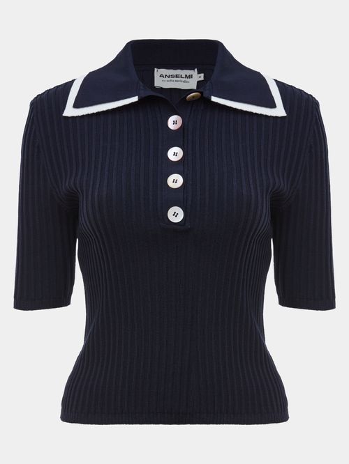 Anselmi Double Collar Polo Shirt + Ucha Meirelles Midnight Blue