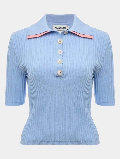 Polo Gola Dupla Anselmi + Ucha Meirelles Azul Claro