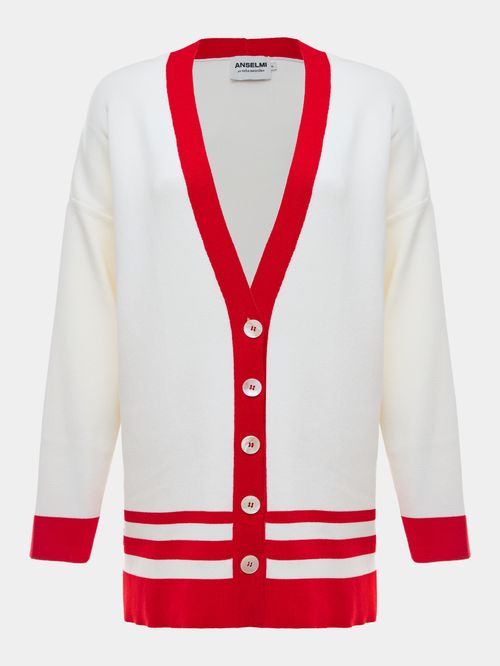 Cardigan Neo Navy Anselmi + Ucha Meirelles Off White/Vermelho