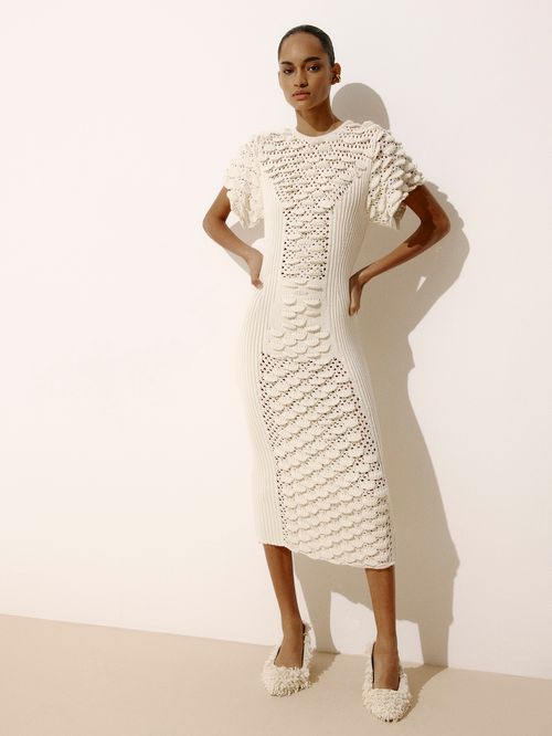 Vestido Midi Conchas Cru