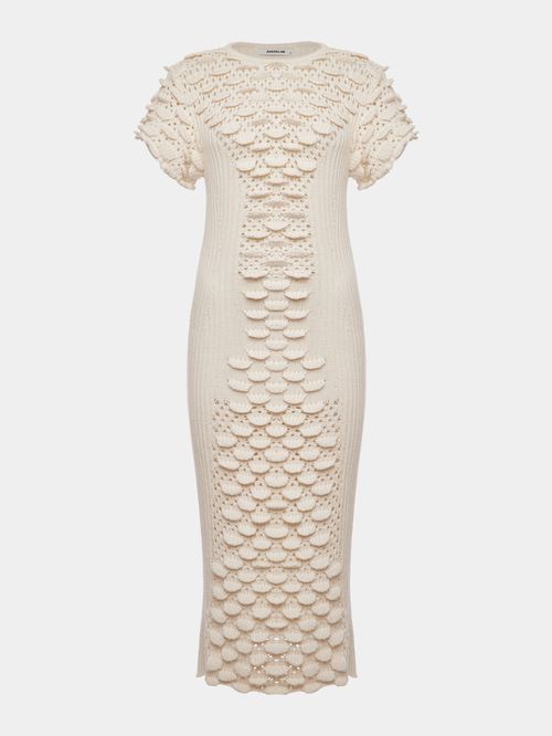 Vestido Midi Conchas Cru