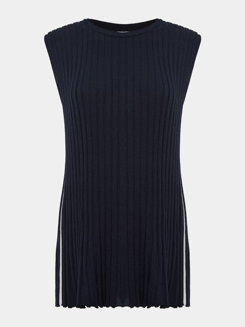 Regata Plissada Anselmi + Ucha Meirelles Azul Meia Noite