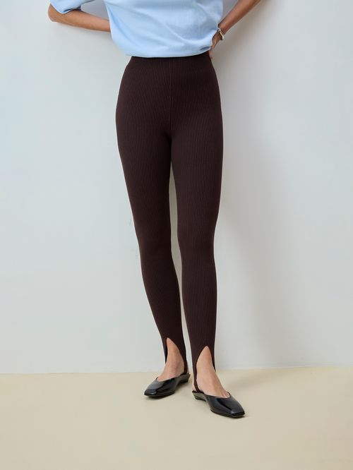 Chocolate Ribbed Fuseau Trousers