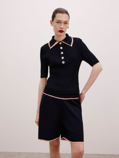 Anselmi Double Collar Polo Shirt + Ucha Meirelles Midnight Blue/Rose