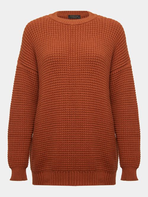 Maxi Pull com Gola Avulsa Ferrugem