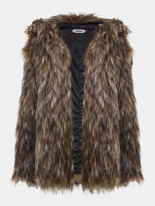 Casaco Curto em Pele Sintética Bege