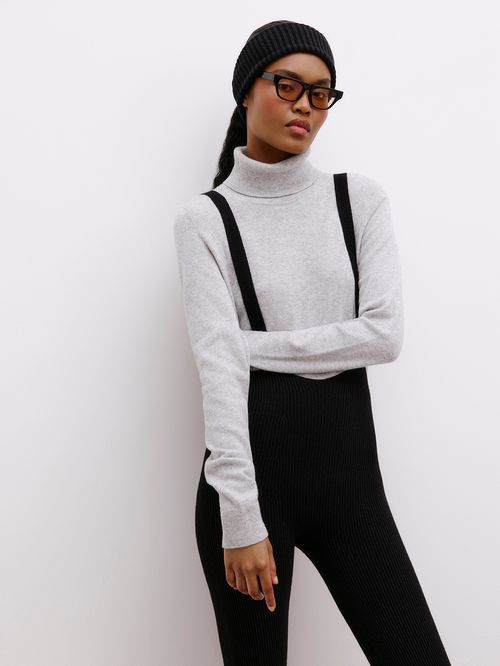 Grey Cashmere Turtleneck Sweater
