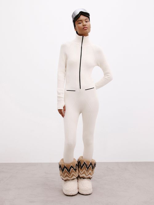 Off-white Contrast Ribbed Jumpsuit