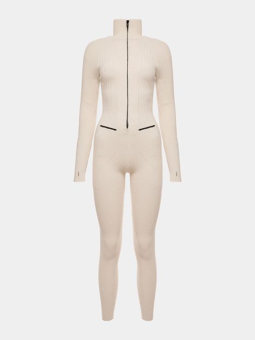 Off-white Contrast Ribbed Jumpsuit