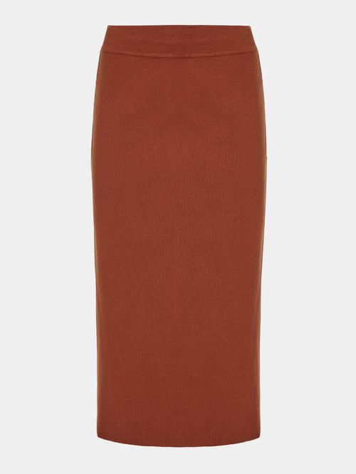 Saia Midi Evasê Ferrugem