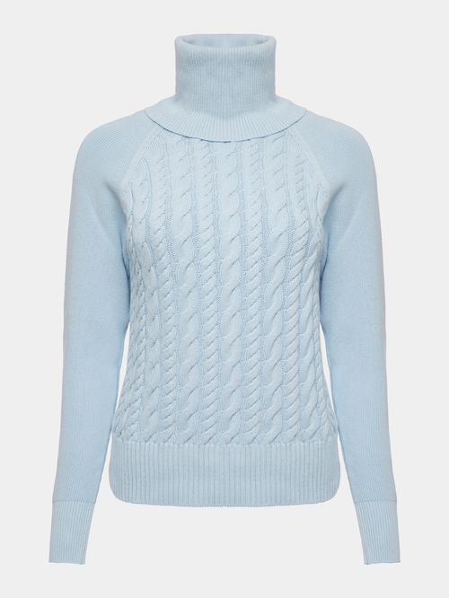 Suéter Clássico com Gola Avulsa Azul Celeste