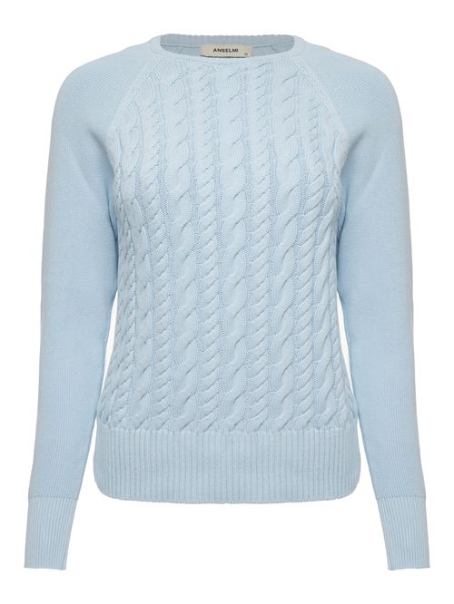 Suéter Clássico com Gola Avulsa Azul Celeste