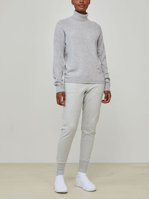 Grey Cashmere Turtleneck Sweater