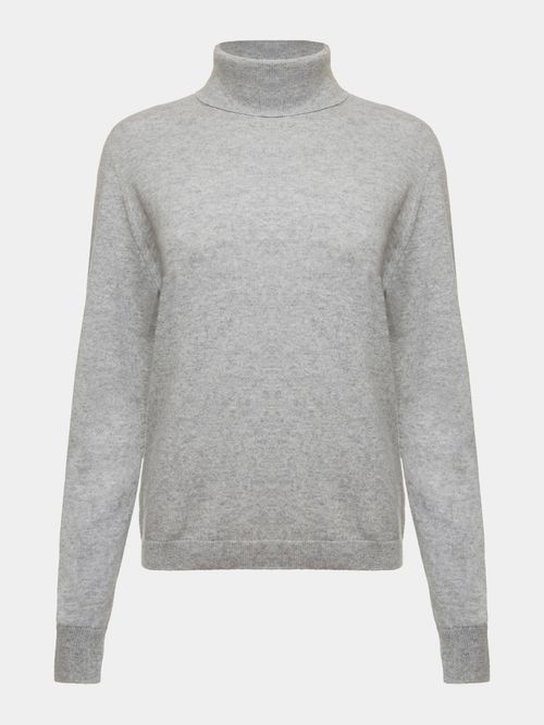 Grey Cashmere Turtleneck Sweater