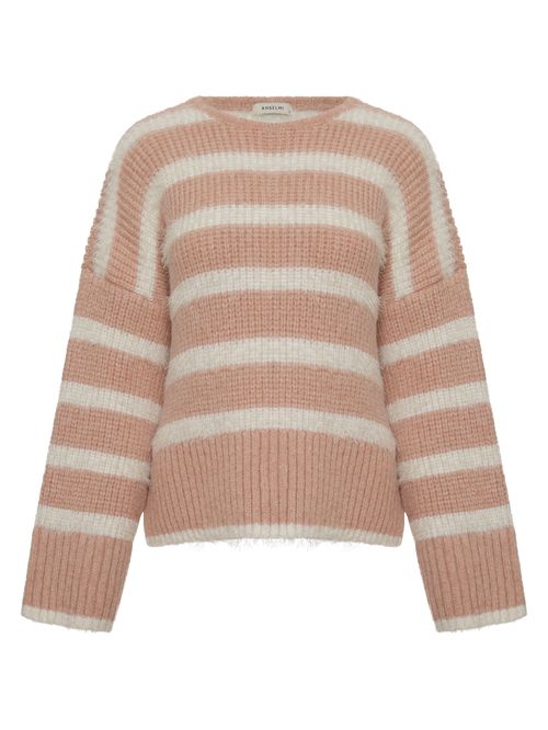 Suéter Amplo Fio Pelo Listrado