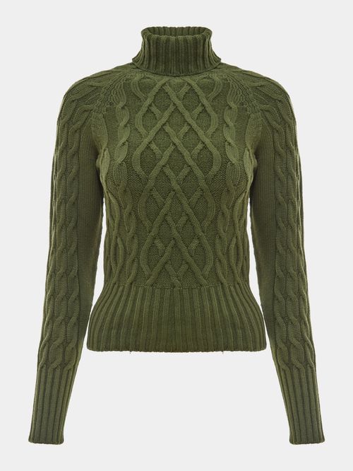 Blusa Mix de Tramas com Gola Alta Matcha