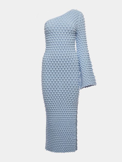 Vestido Assimétrico Colméia  Azul classic