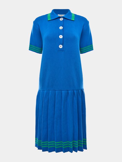 Anselmi + Ucha Meirelles Blue Polo Neck Short Dress