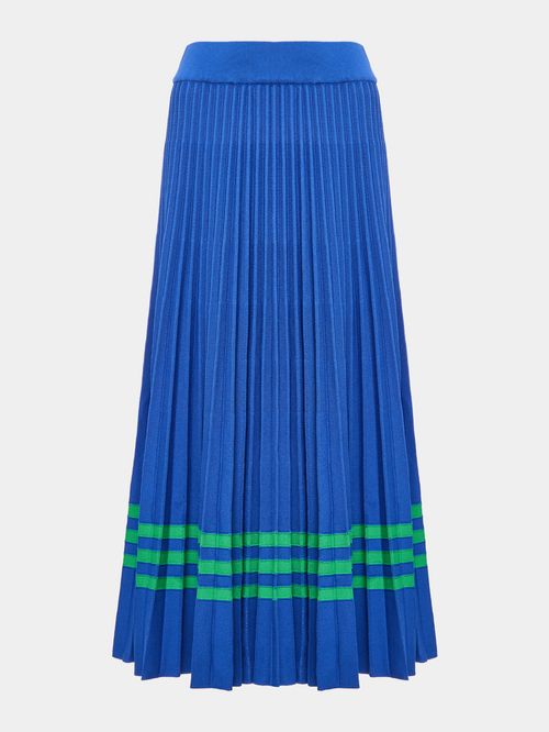 Anselmi Neo Navy Pleated Skirt + Ucha Meirelles Blue/Green