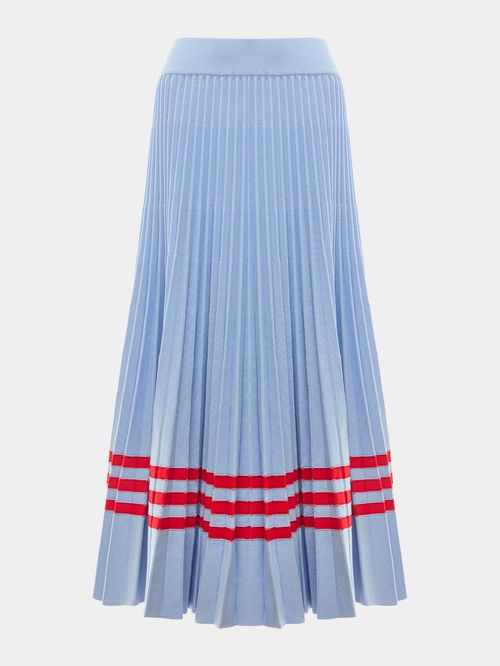 Anselmi Neo Navy Pleated Skirt + Ucha Meirelles Light Blue