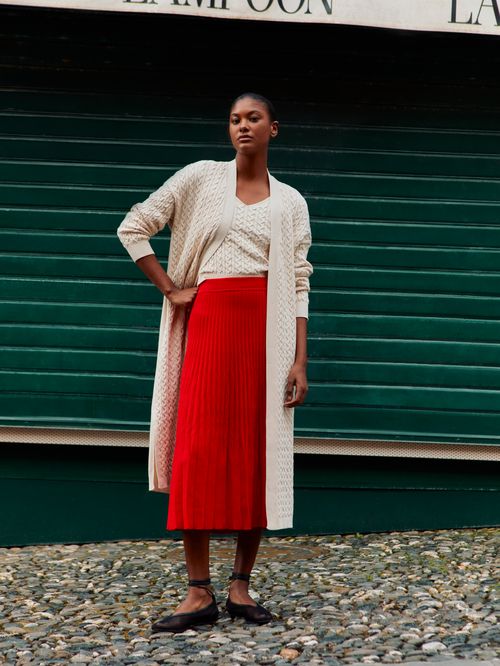 Cardigan Alongado Tranças Cru