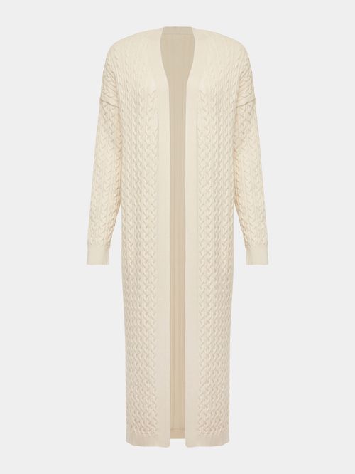 Cardigan Alongado Tranças Cru