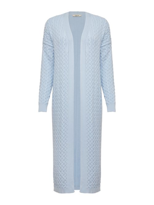 Cardigan Alongado Tranças Azul Gelo