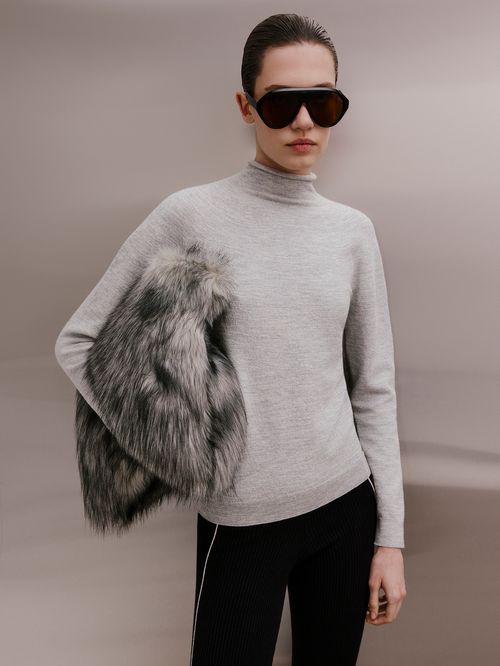 Women's Gray Merino Wool Blouse