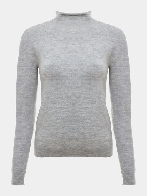 Women's Gray Merino Wool Blouse