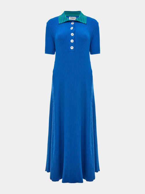Vestido Midi Gola Polo Anselmi + Ucha Meirelles Azul