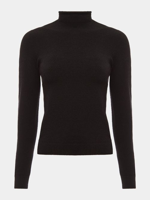 Women's Black Merino Wool Blouse