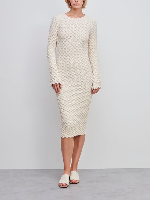 Vestido Midi Mini Escamas Aberto Cru