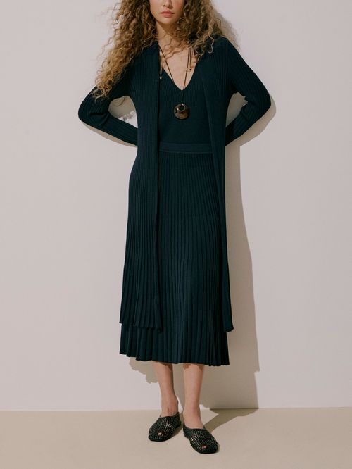 Midnight Blue Pleated Effect Stretch Jacket